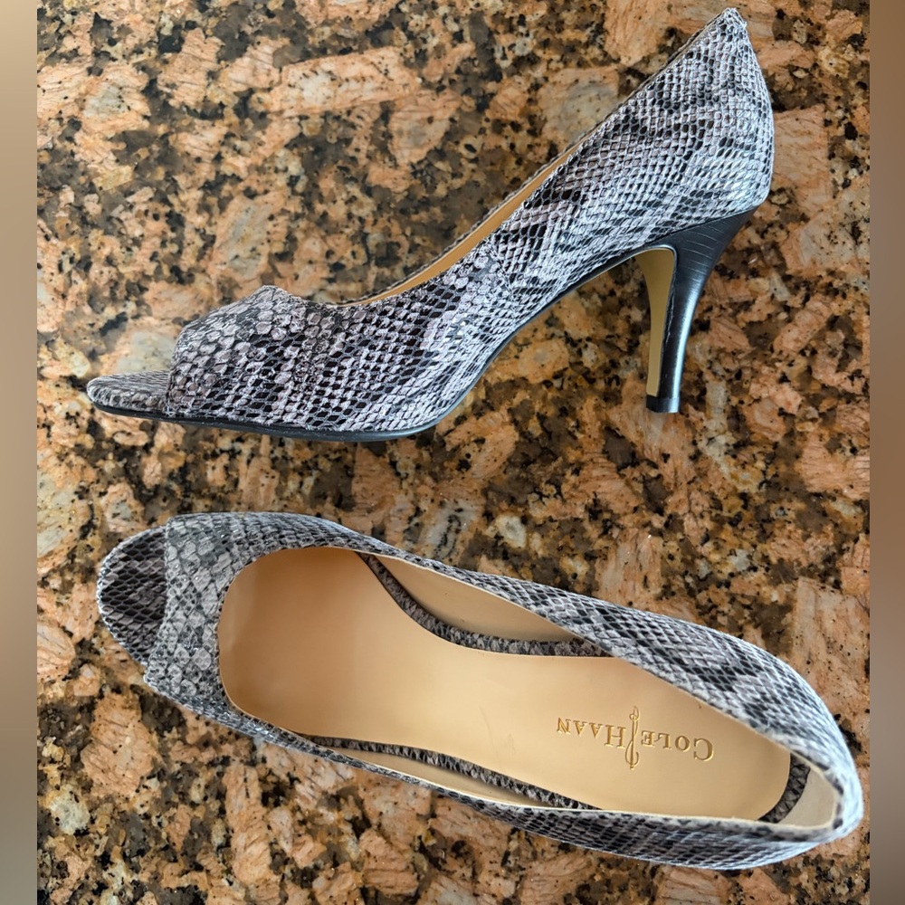 Cole Haan Air Lainey Peep Toe Pump || Faux Snakeskin